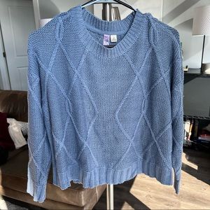 Francesca, Alpha Blue knit sweater w/ diamond pattern, S